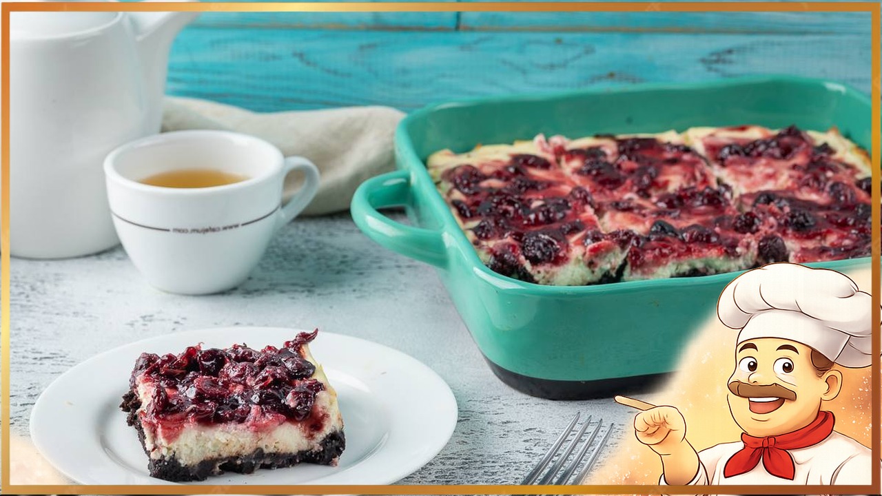 Брауни с творожно-вишневой прослойкой