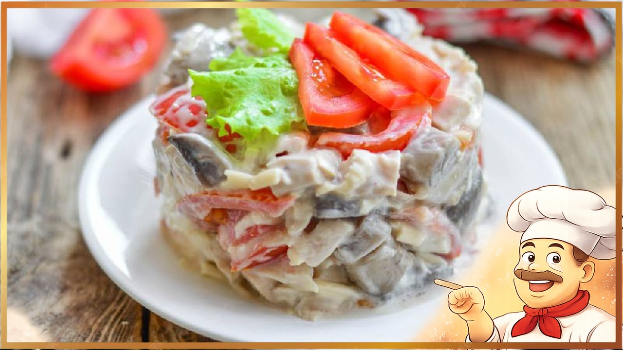 Салат с курицей и грибами