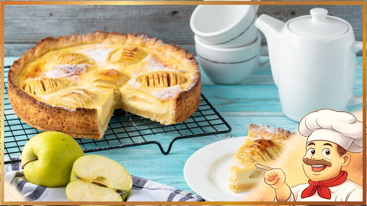 Яблочный пирог со сметанной заливкой