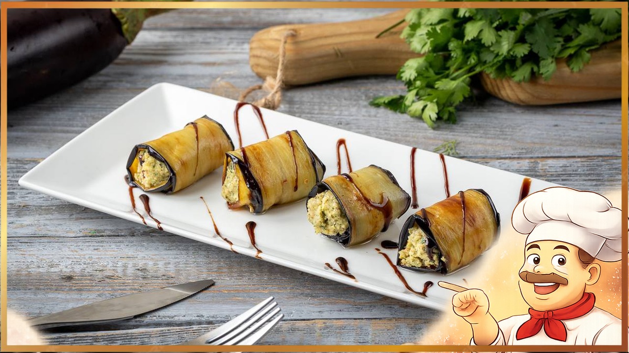 Рулетики из баклажан с ореховой начинкой