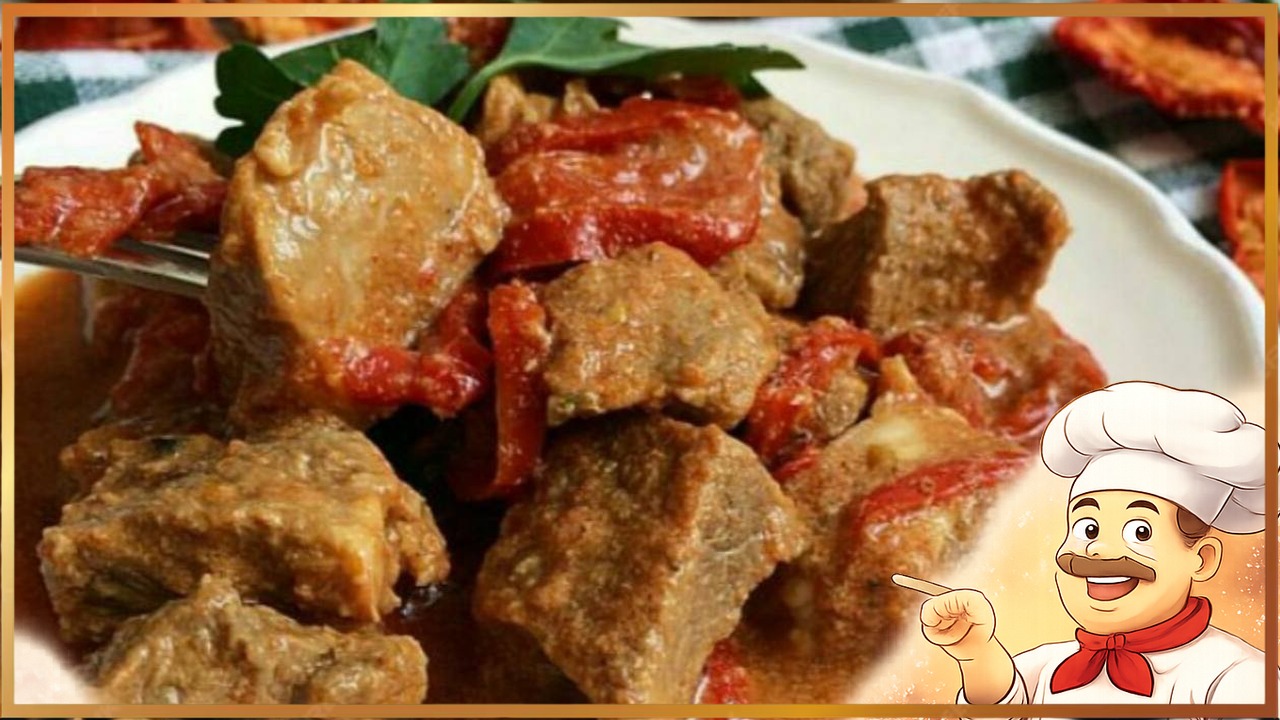 Тушёная телятина в мультиварке с сушёными томатами