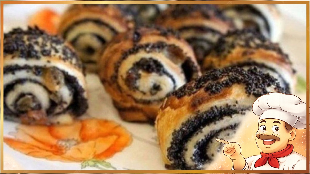 Булочки с маком из слоенного теста