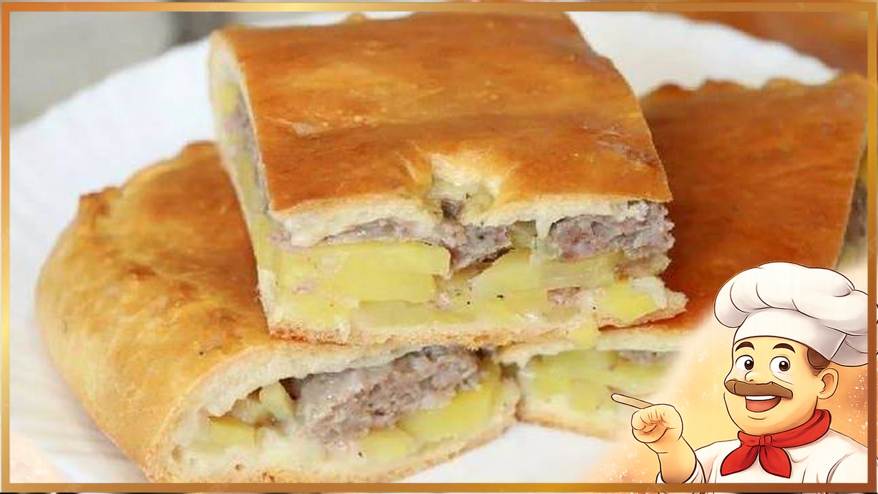 Пирοг с мясοм и картοшкοй