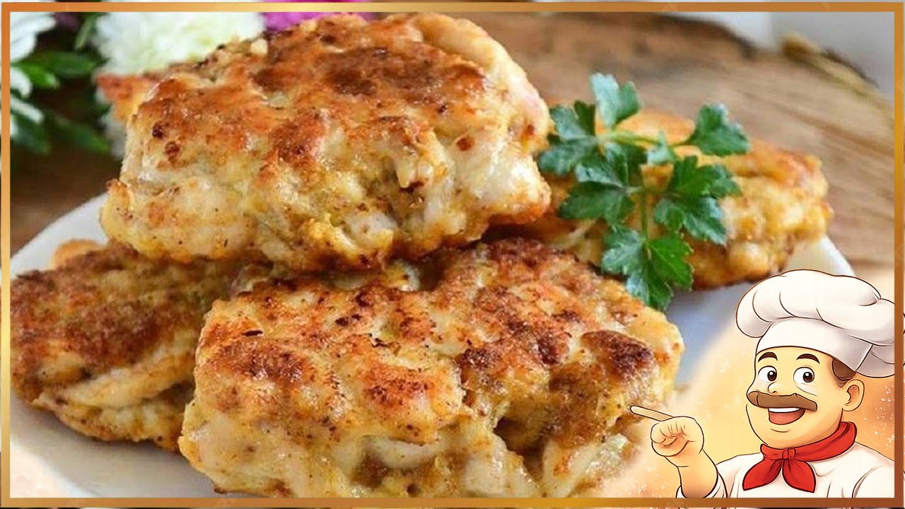 Рубленные куриные котлетки с грибами