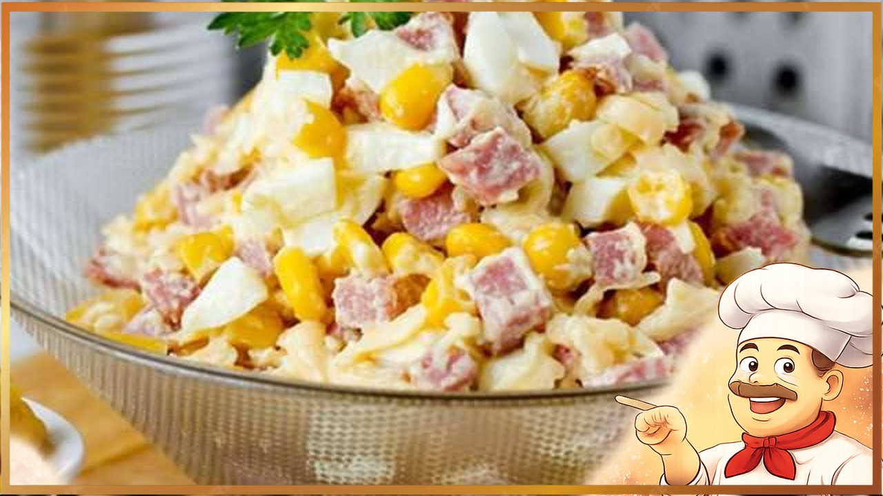 Салат с копченостями и кукурузой