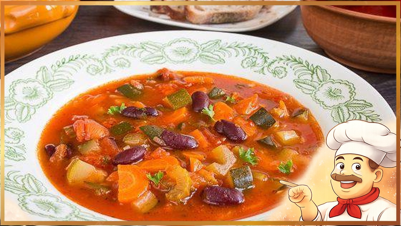 Овощной суп с фасолью