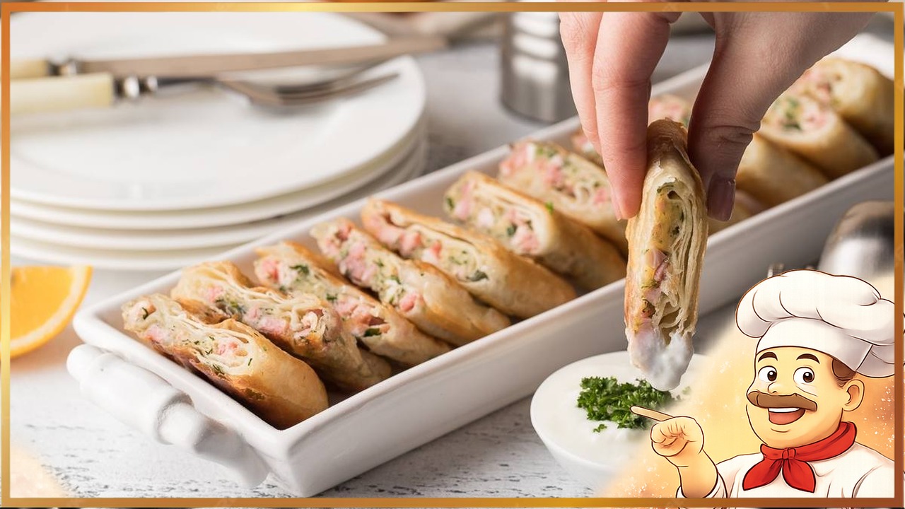 Быстрые пирожки из лаваша с ветчиной и сыром