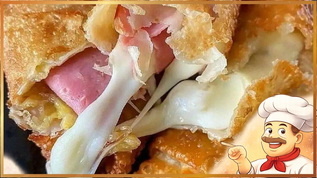 Хрустящие пирожки с сыром и ветчиной