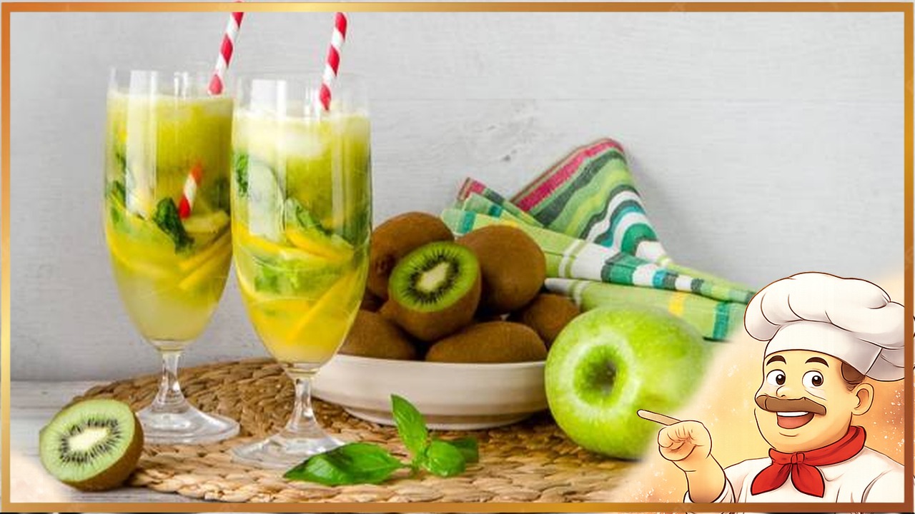 Яблочный лимонад с зеленым базиликом