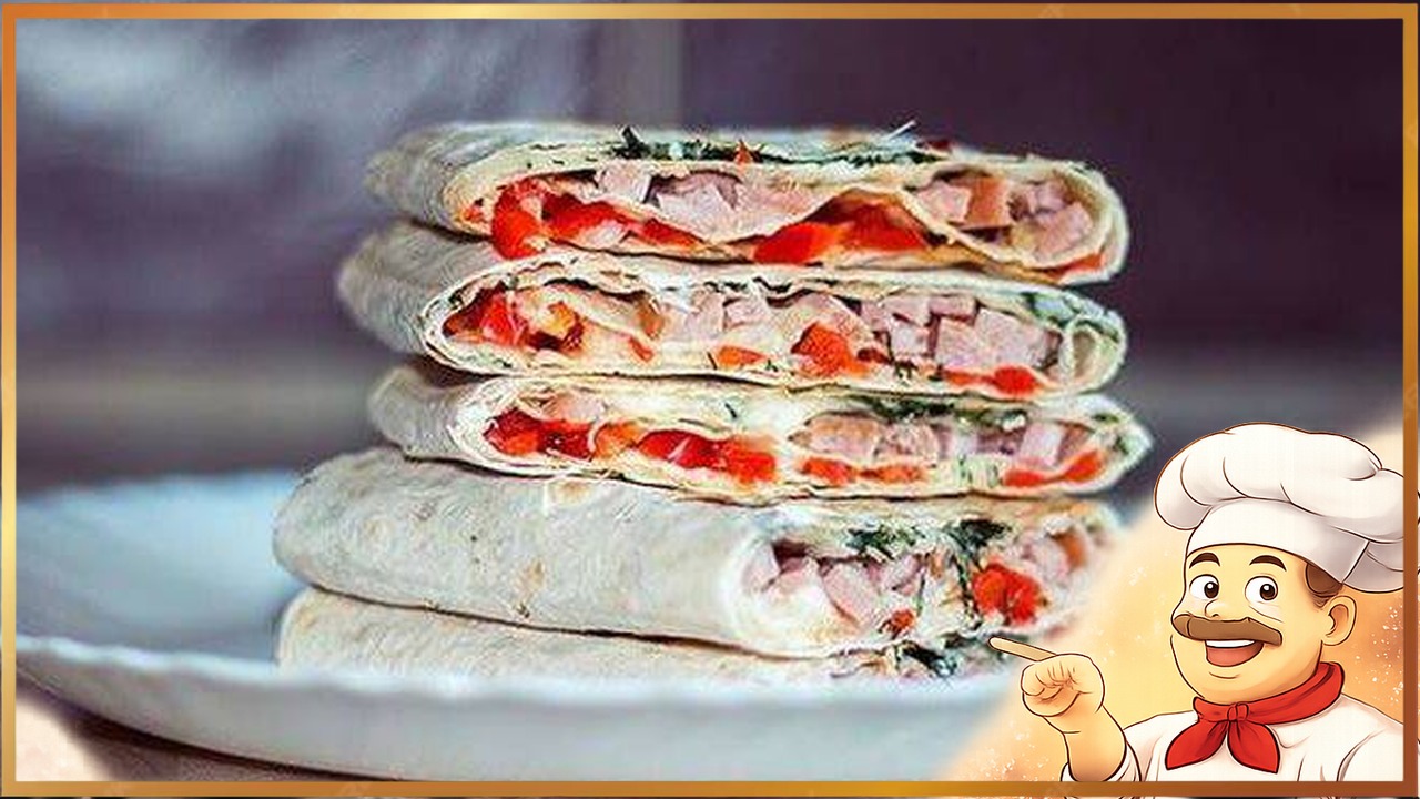 Лаваш с сырной начинкой и колбасой