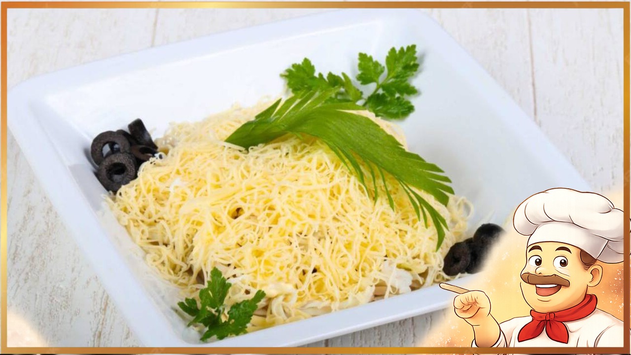 Салат с кальмарами и сыром