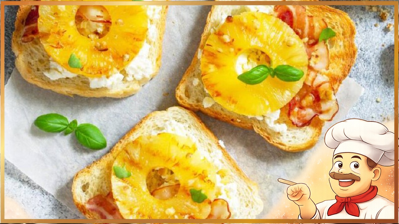 Бутерброды с ананасом и беконом