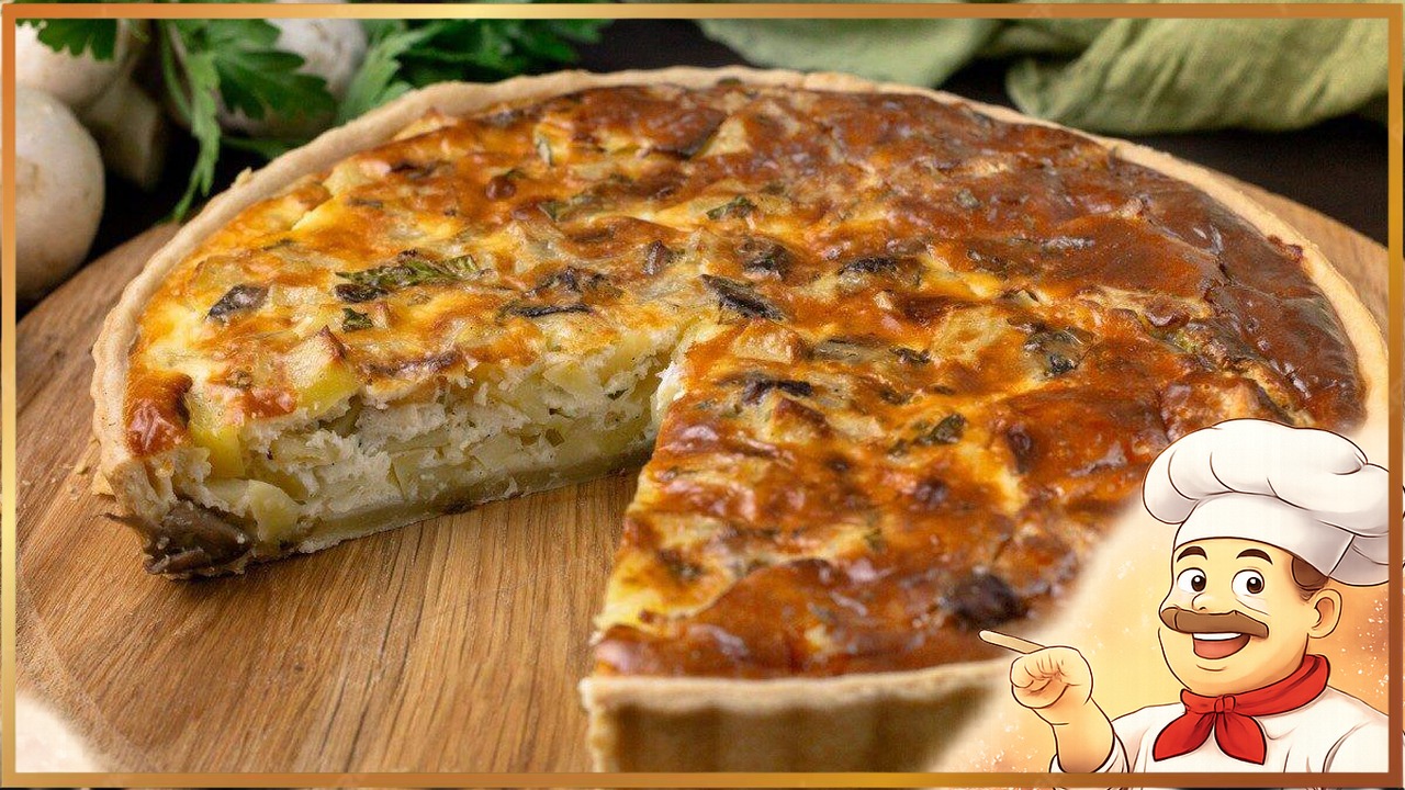 Киш c кyрицей и грибами