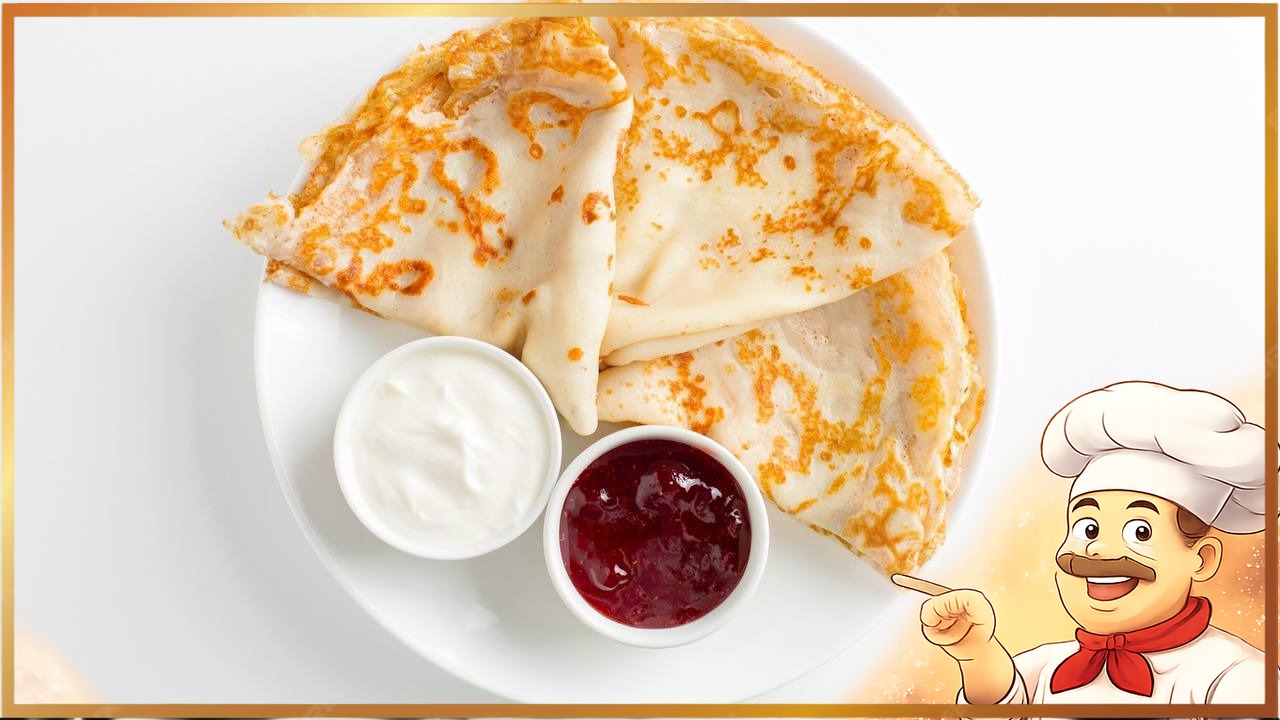 Блинчики со сметаной и джемом