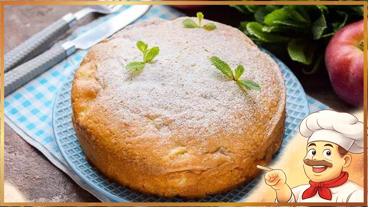 Шарлотка с яблоками на сметане