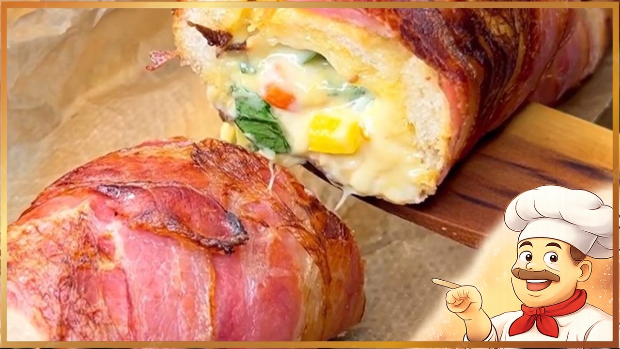 Багет в беконе с сыром