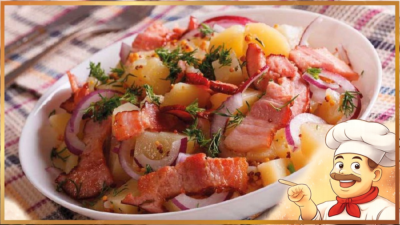 Немецкий картофельный салат с луком и беконом