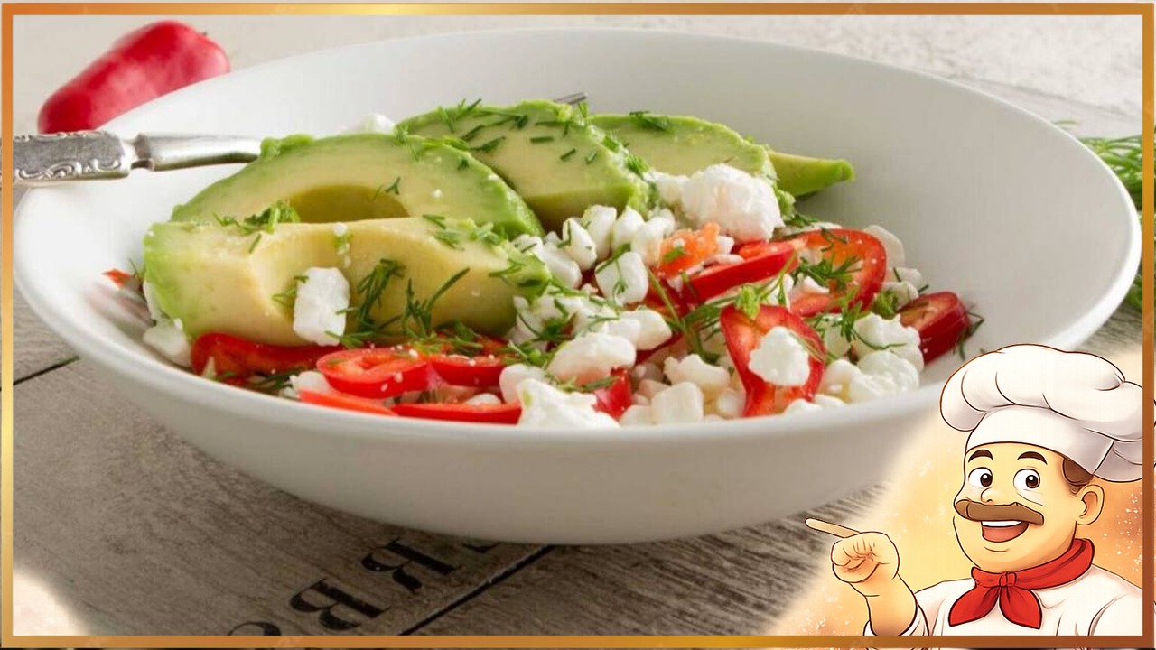 Салат с авокадо, творогом и болгарским перцем