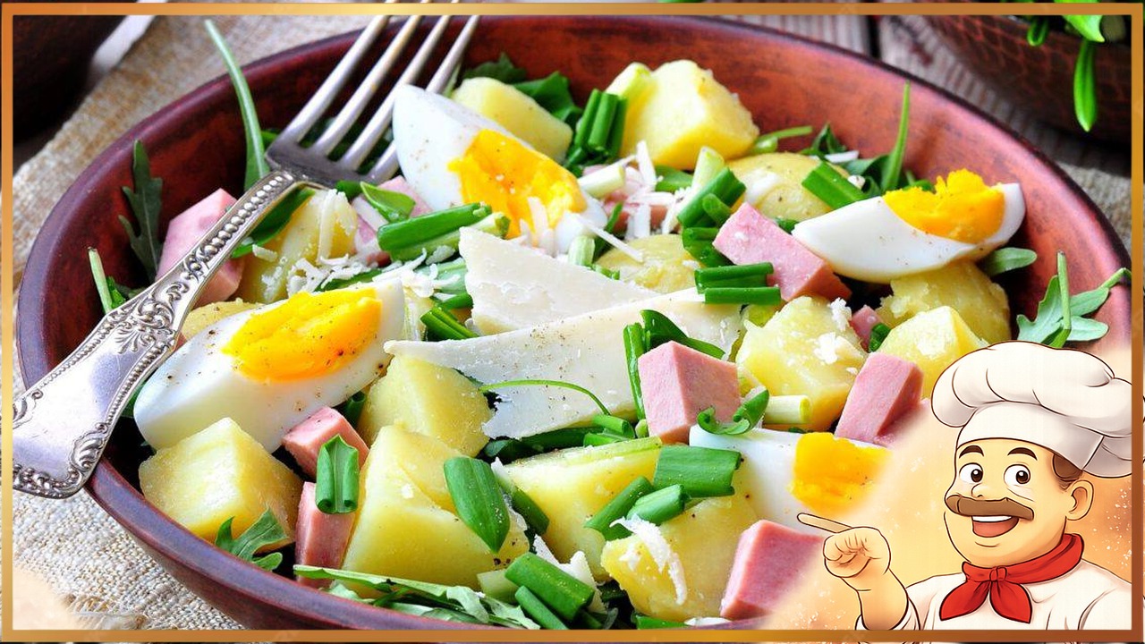 Салат с ветчиной, картофелем и яйцами
