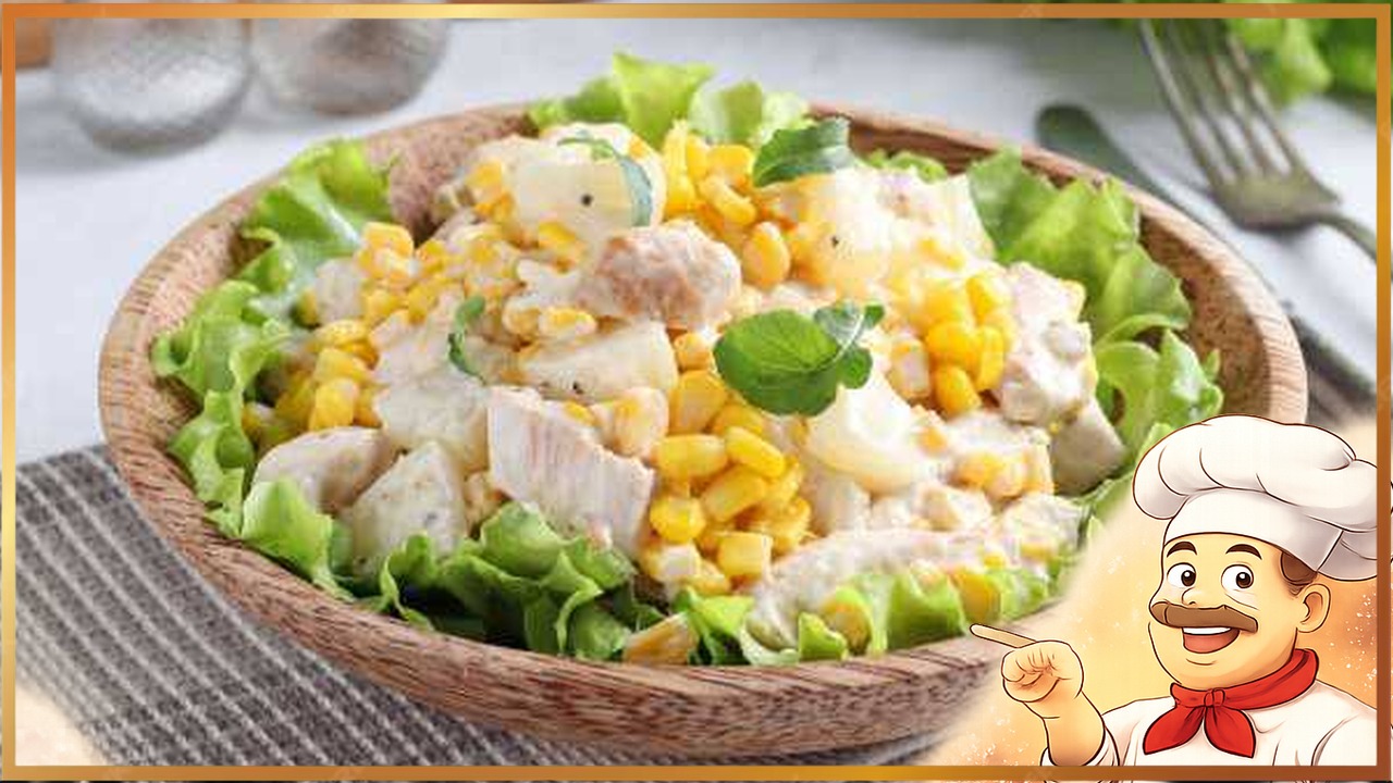 Салат с курицей, сыром и ананасами