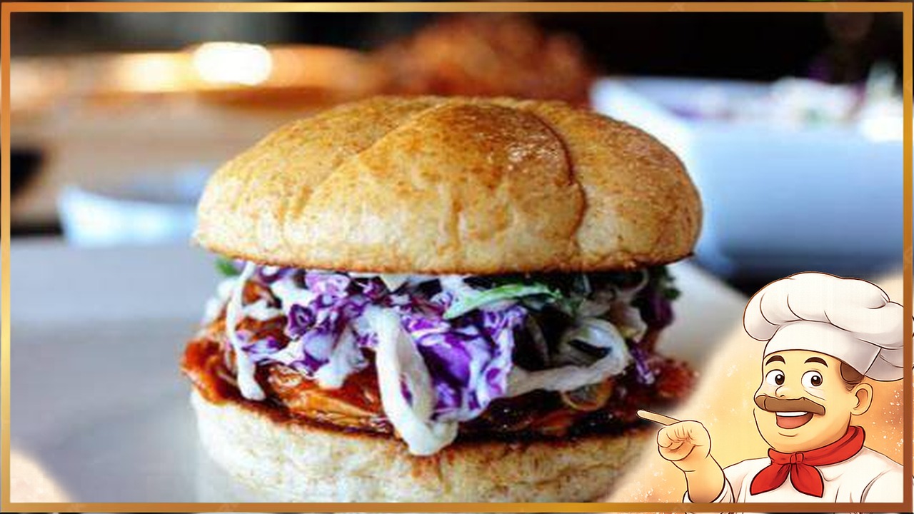 Сэндвич с курицей барбекю и капустным салатом