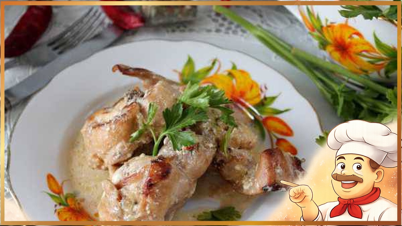 Кролик тушеный в сметанном соусе