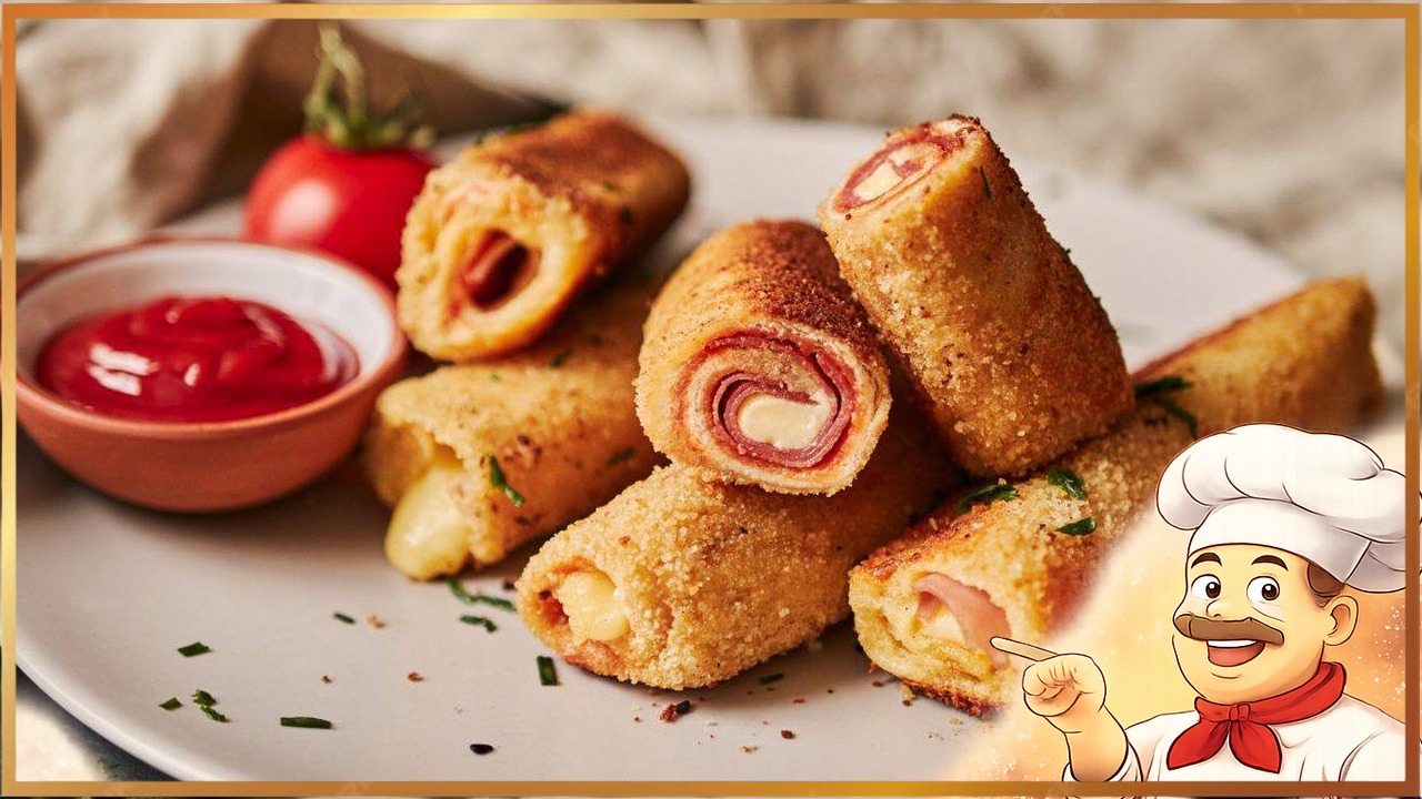 Закусочные рулетики с ветчиной