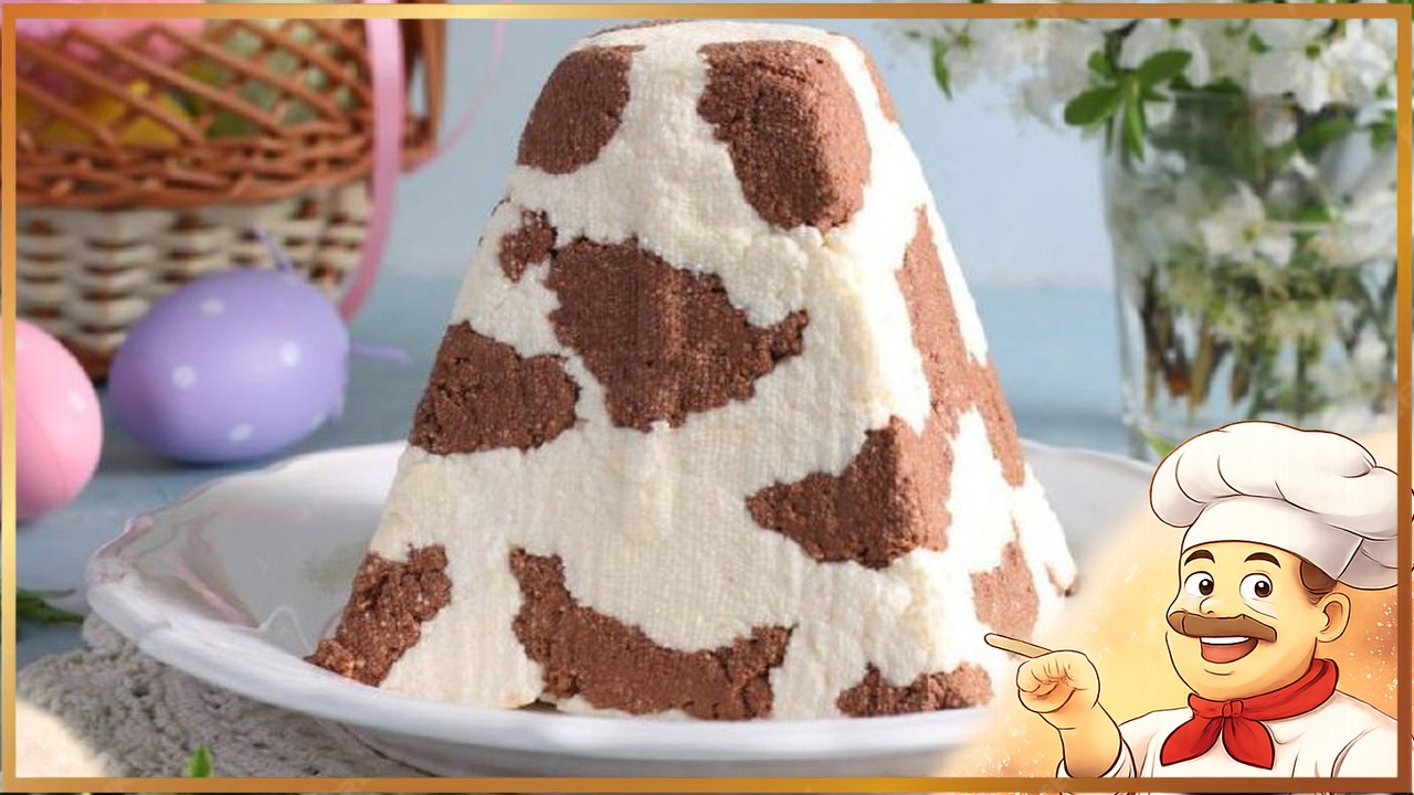 «Пятнистая» творожная пасха с шоколадом