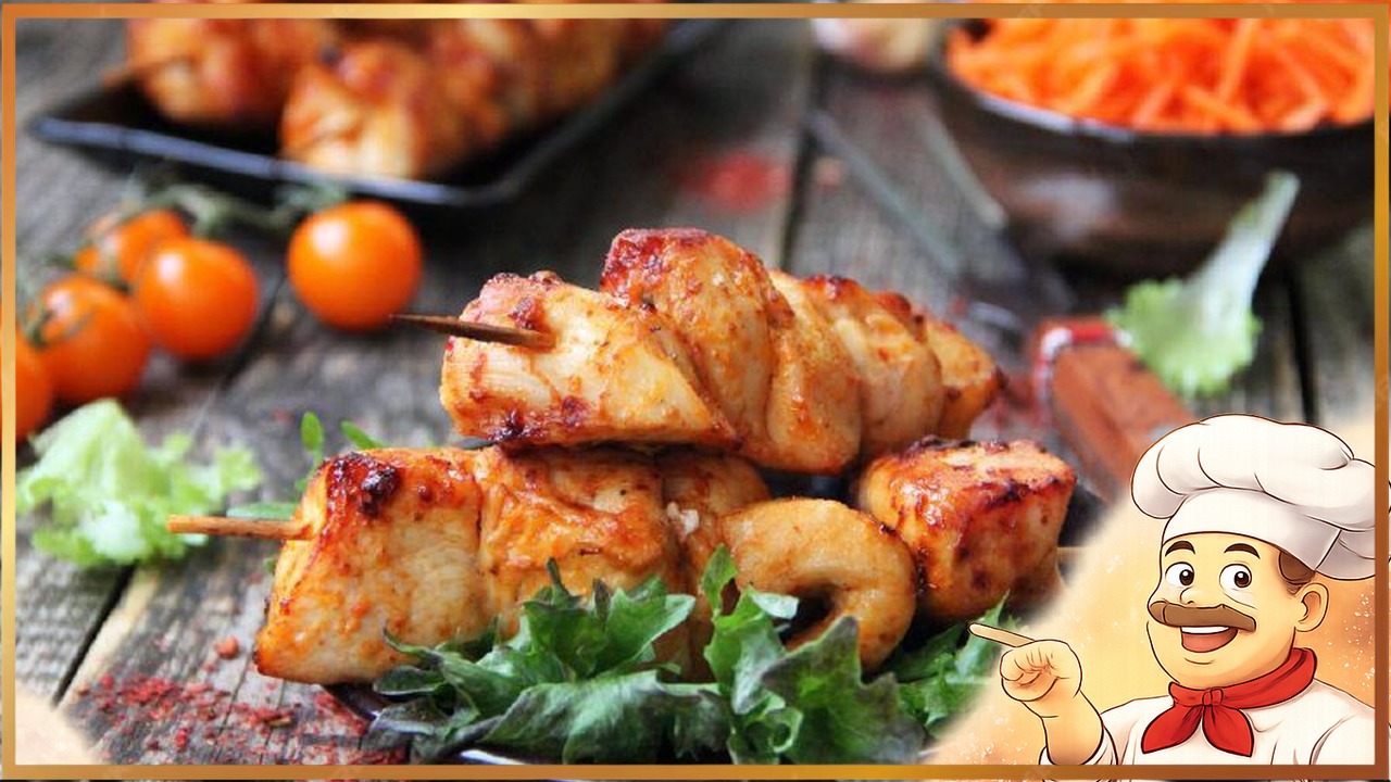 Шашлык из курицы в томатном маринаде