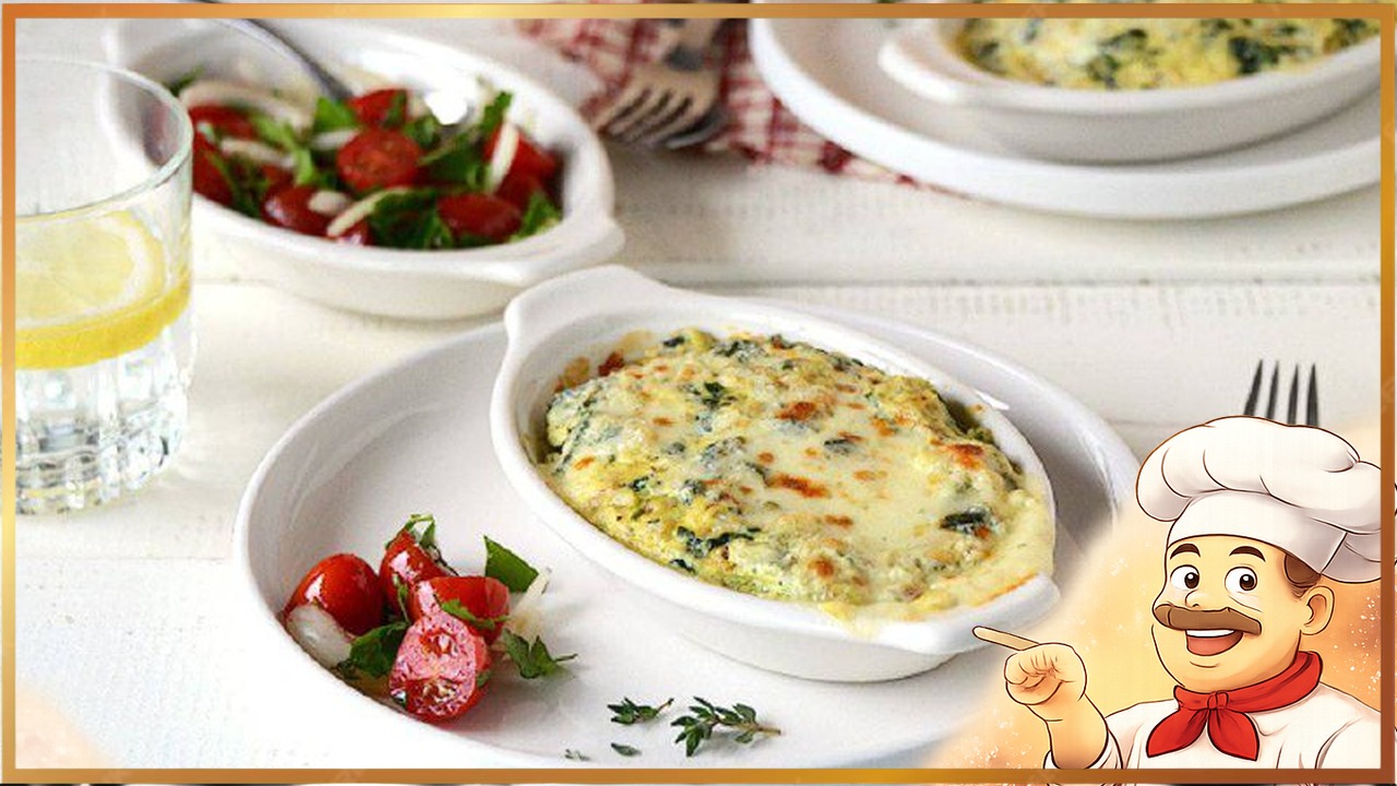 Запеканка со шпинатом и сыром