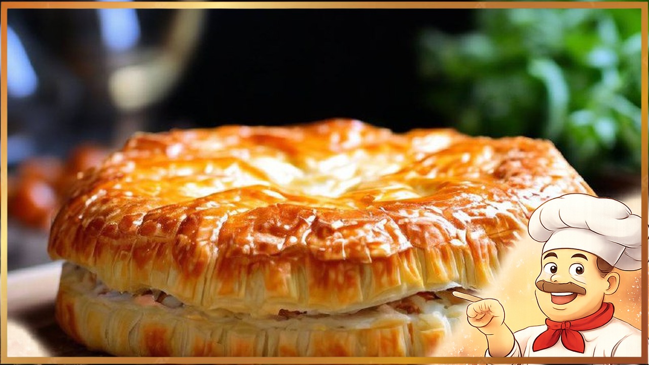 Слоеный пирог с курицей и сыром