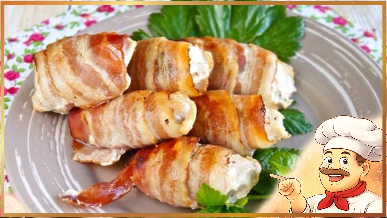 Сладкие куриные грудки в беконе