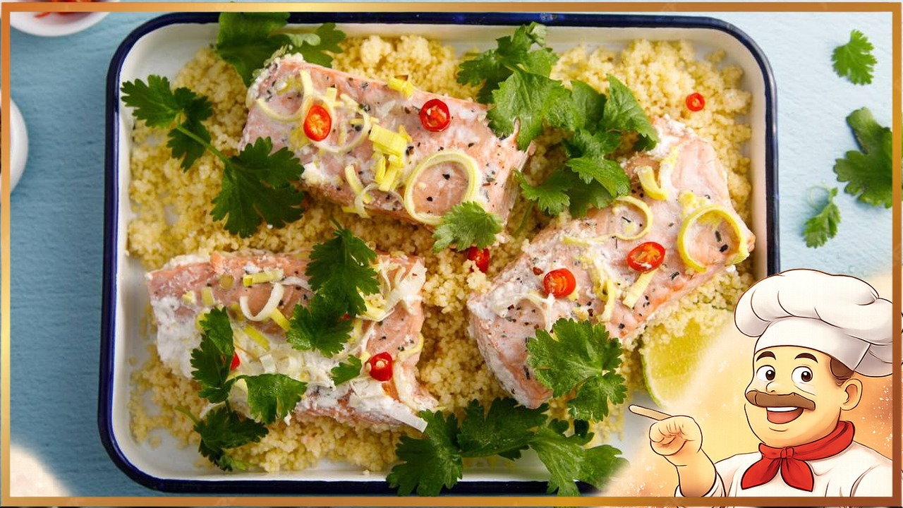 Лосось с кускусом в духовке