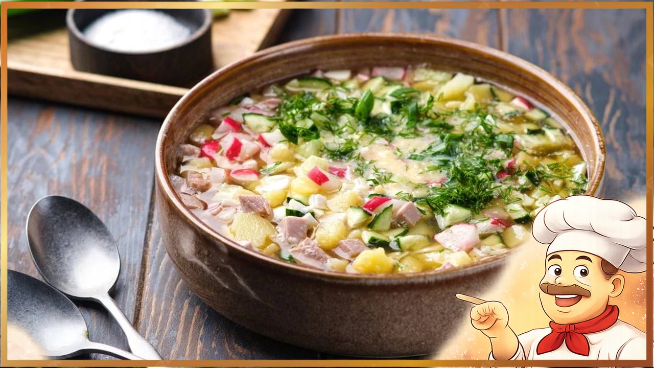 Окрошка на квасе с колбасой