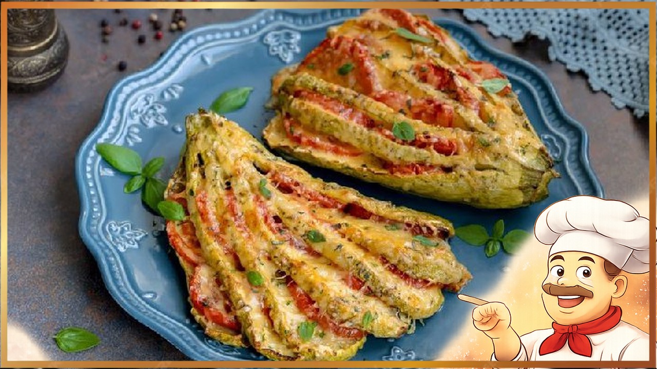 Кабачки, запечённые с сыром и помидорами