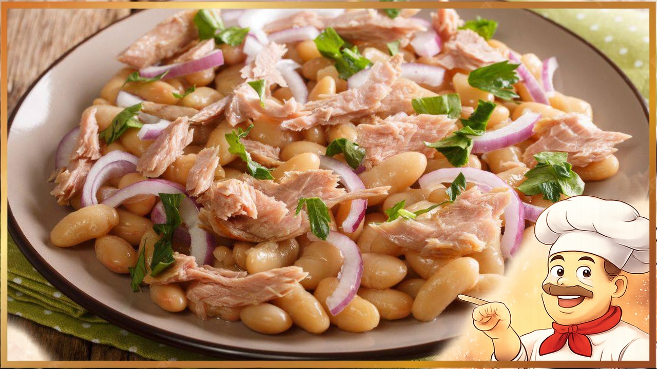 Простой салат с тунцом и фасолью