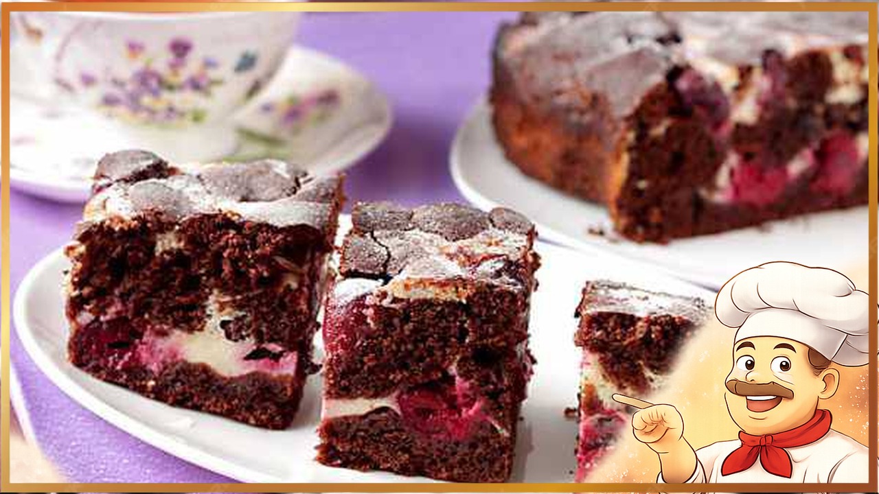 Брауни с творогом и вишней