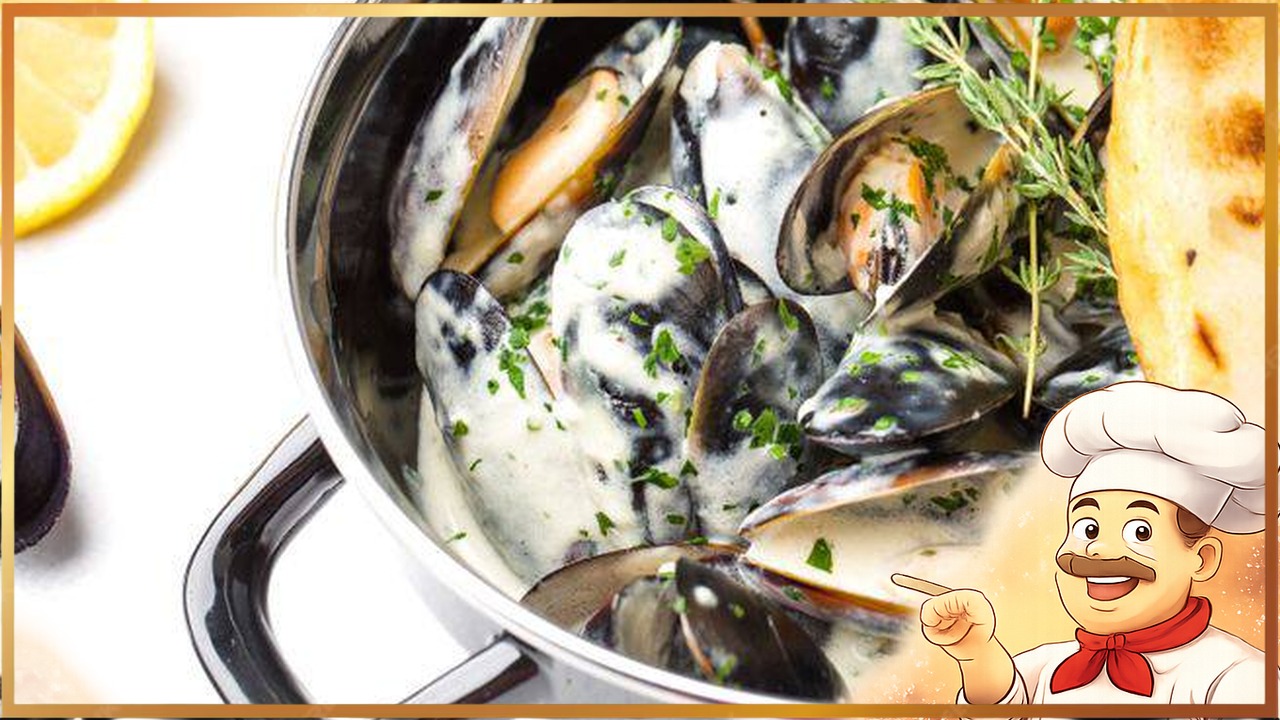 Мидии с сырным соусом