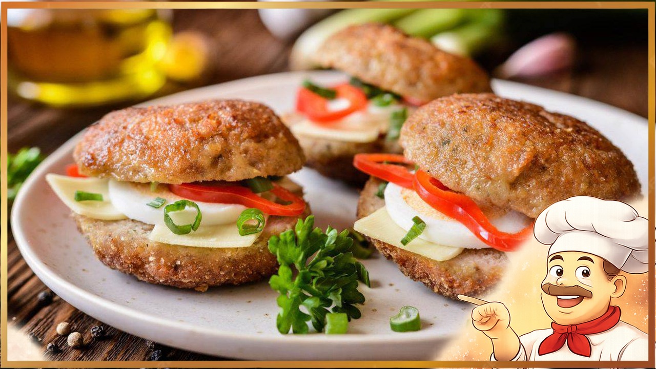 Домашние бургеры с сыром и яйцом