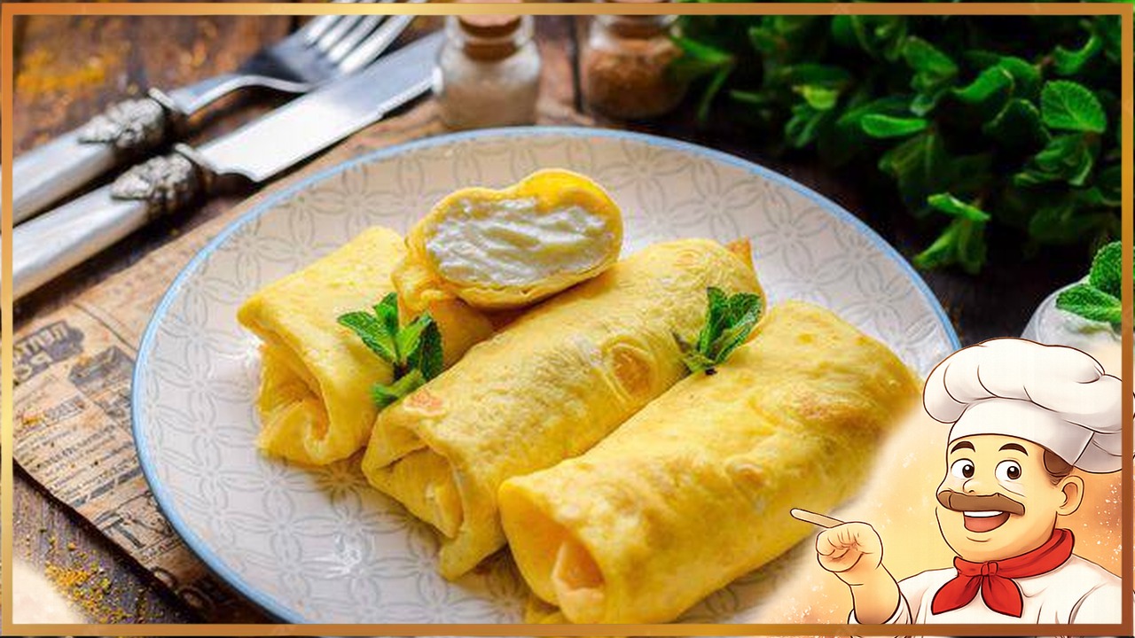 Яичные блинчики с творожной начинкой