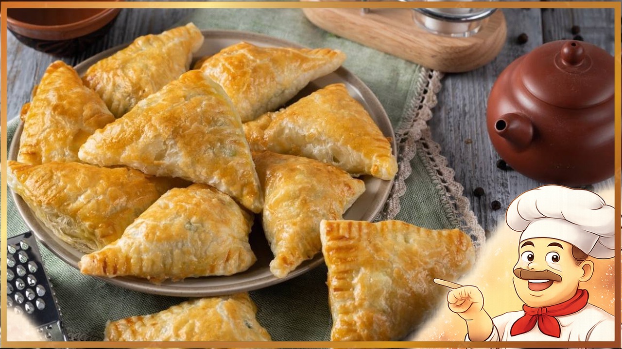 Слойки с сыром, шпинатом и яйцом