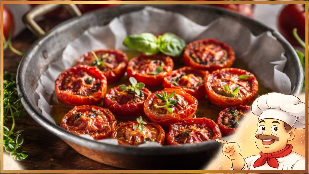 Запечённые помидоры с травами в духовке