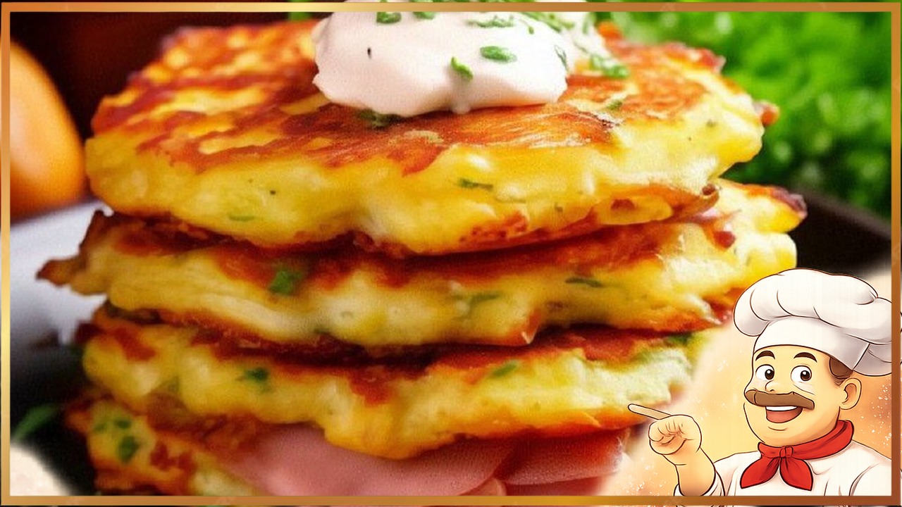 Картофельные драники с ветчиной и сыром