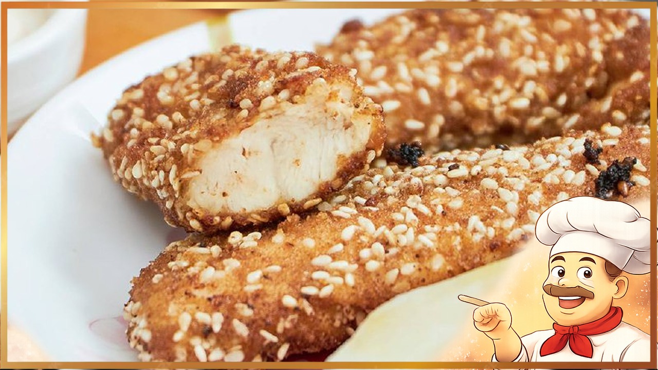 Куриные отбивные в панировке с кунжутом