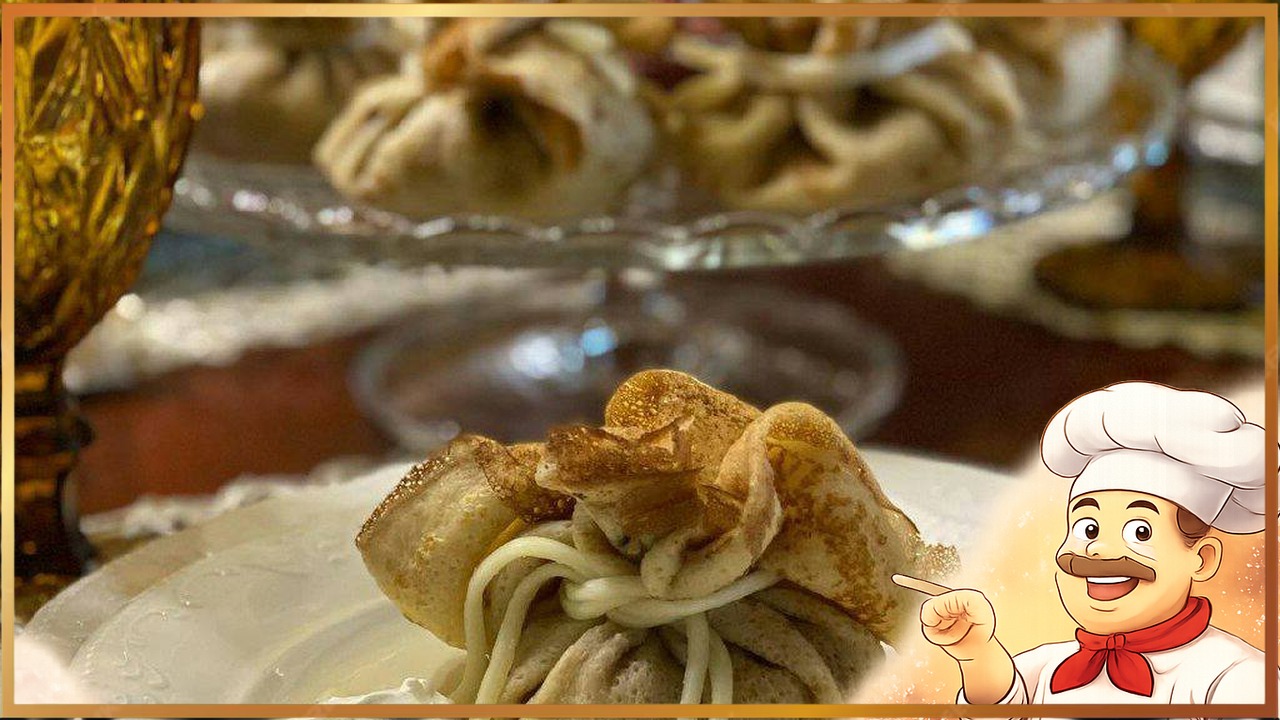 Блинные мешочки с индеи‌кой‌ и грибами