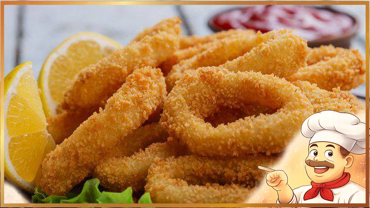 Кольца кальмаров, запечённые в панировке