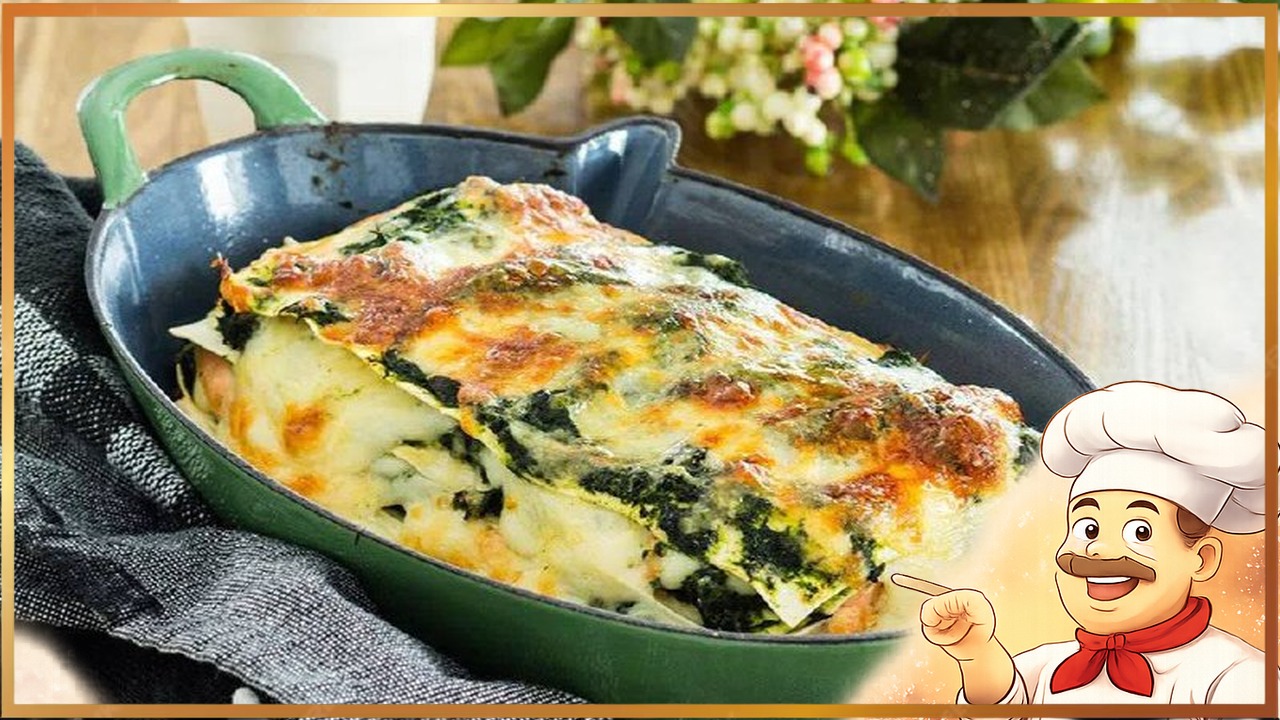 Лазанья с семгой и шпинатом