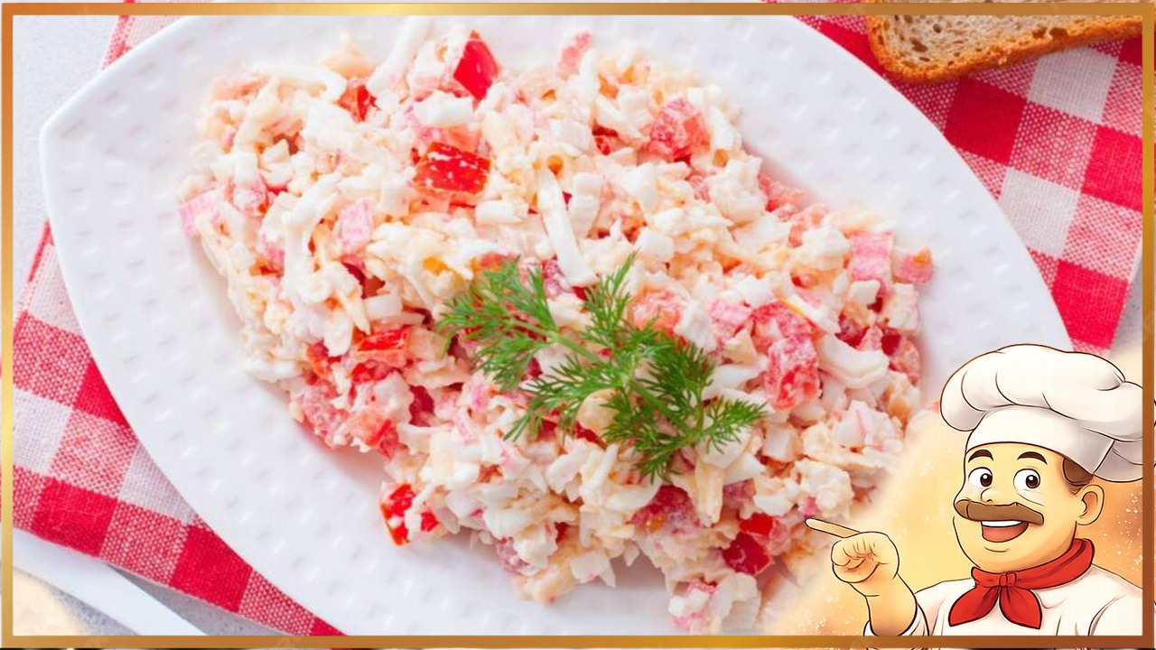 Салат с крабовыми палочками, сыром и помидорами