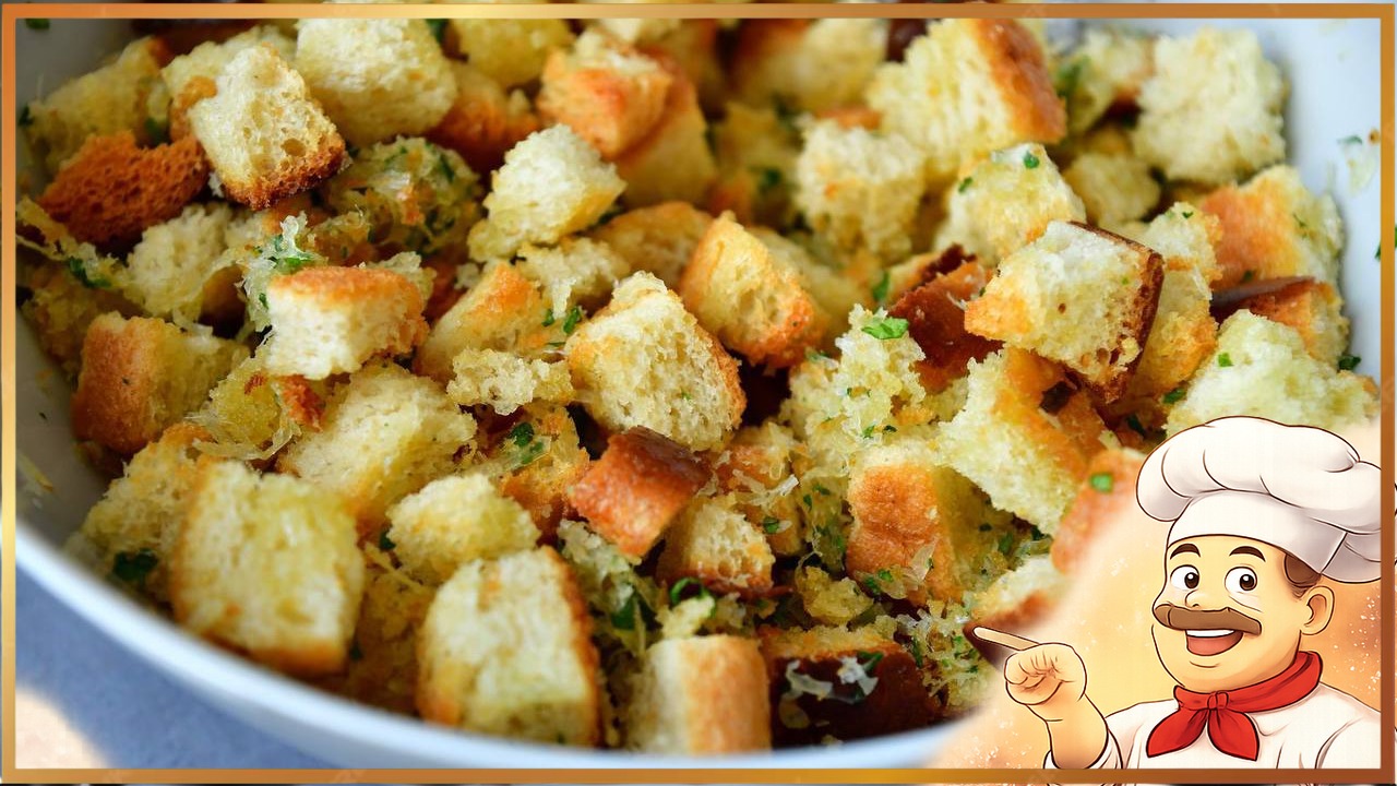 Сухарики с зеленью в духовке