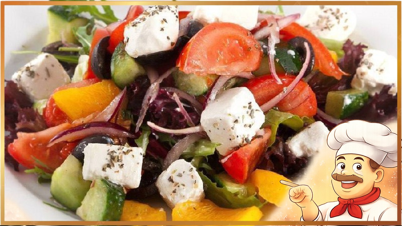 Салат овощной с маслинами и фетой